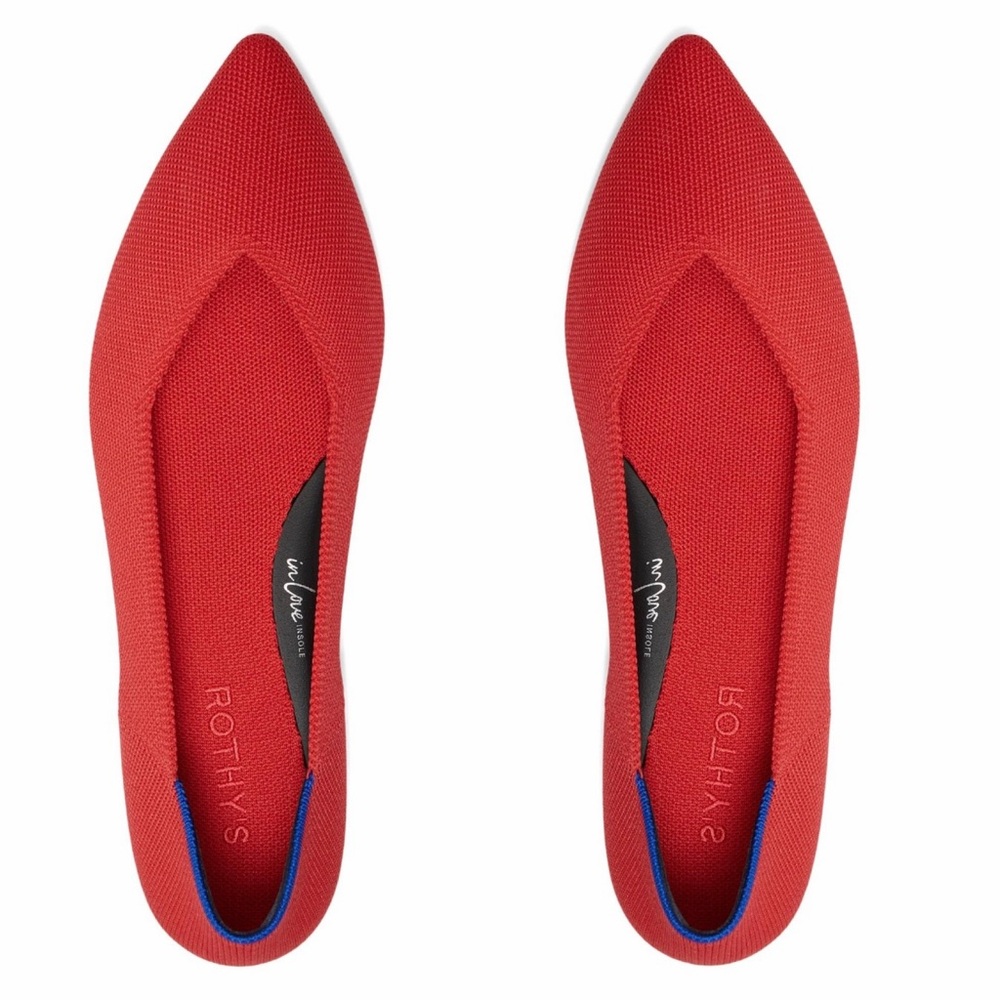Rothy's The Point II Women's Slip On Pointed Ballet Flats Red Size 8 NEW - Picture 2 of 9